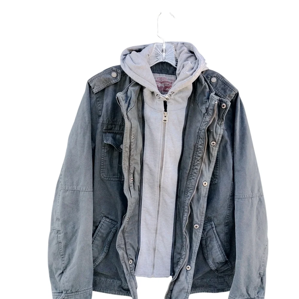 Levi's Military Jacket Detachable Hood Layered Look Cotton Men's Size M